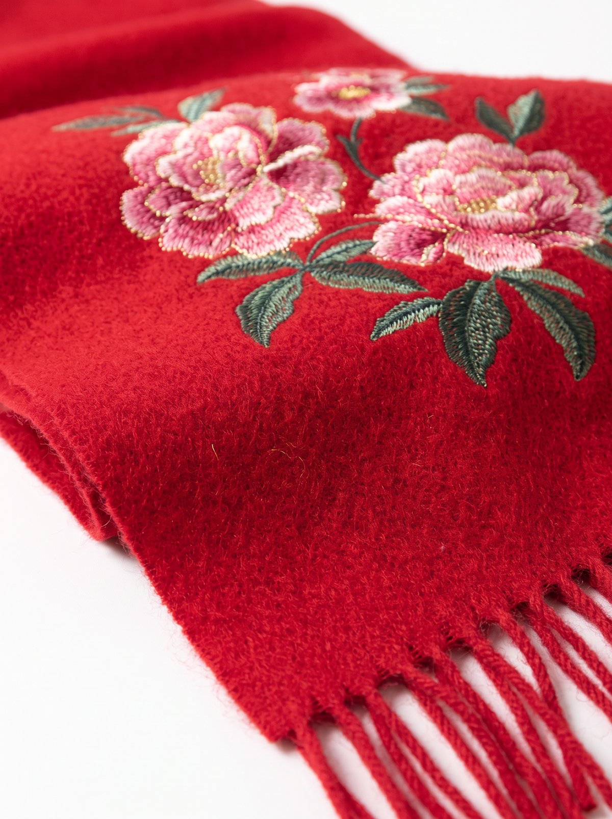 100% Wool Floral Embroidered Scarf