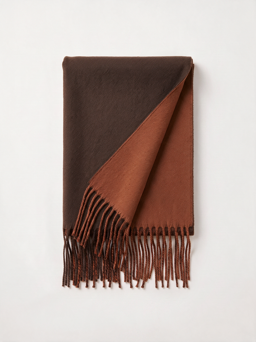 Double-Faced Solid Scarf | Cashmere-Feel Long Fringe Wrap