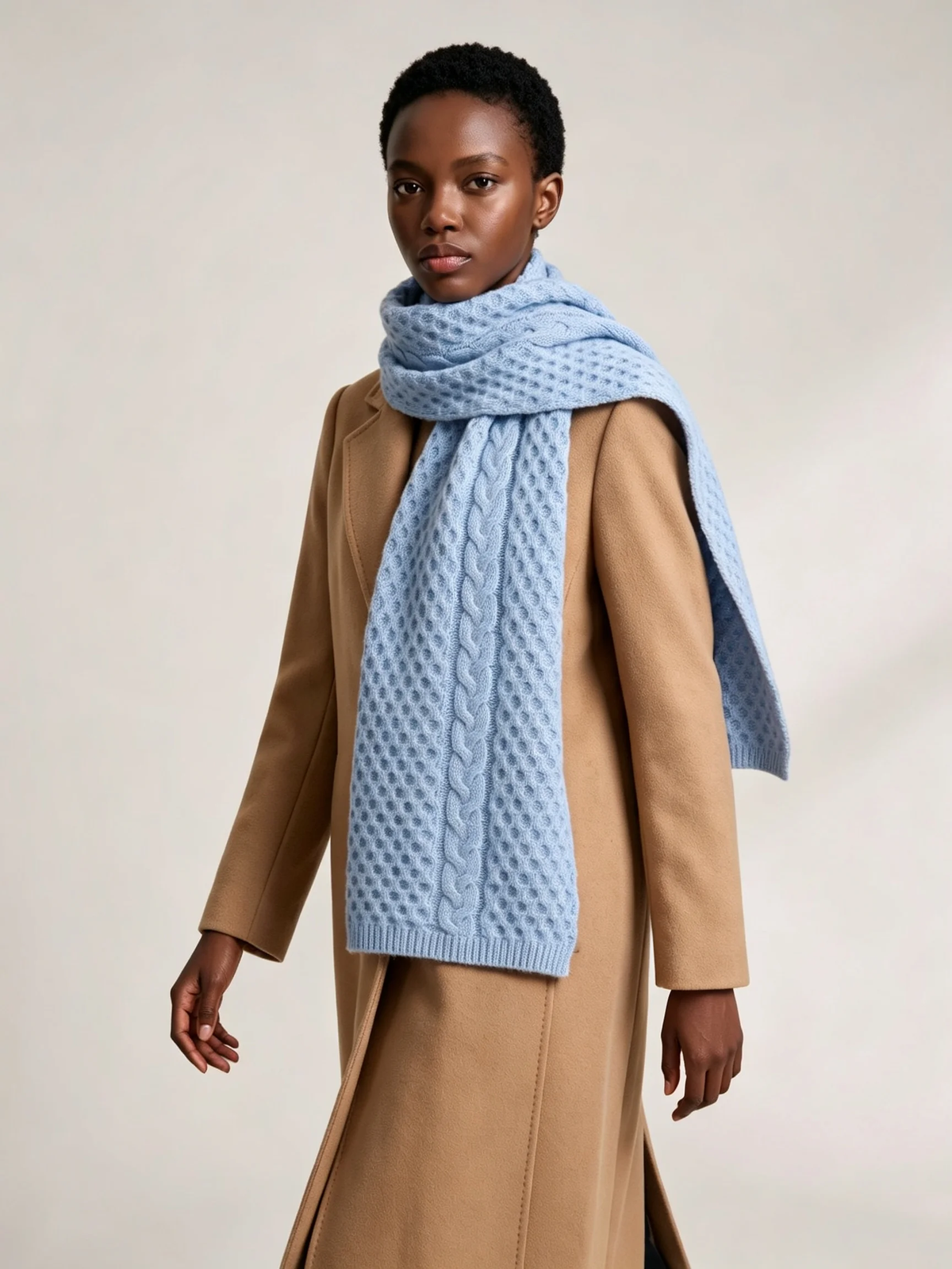 Textured Honeycomb Knit Scarf