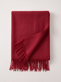 Wool-Blend Oversized Fringed Wrap — Brushed Winter Shawl