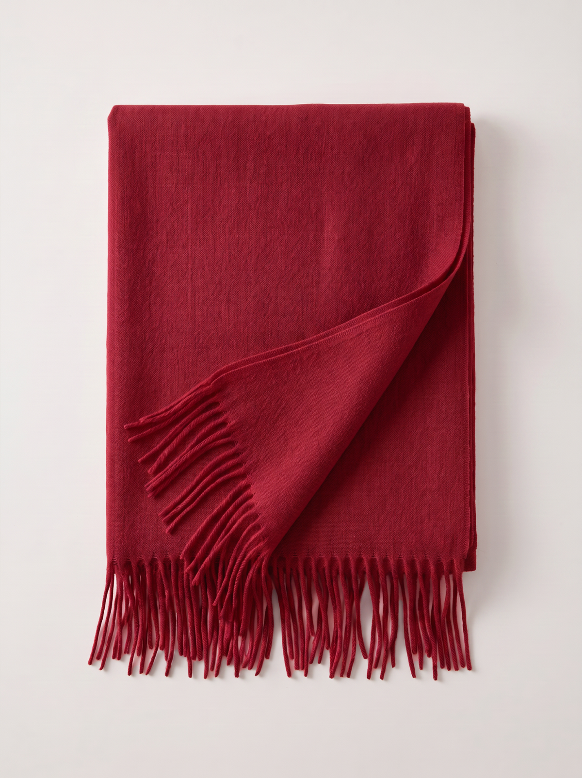 Wool-Blend Oversized Fringed Wrap — Brushed Winter Shawl