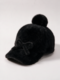 Faux Mink Bow Knit Cap