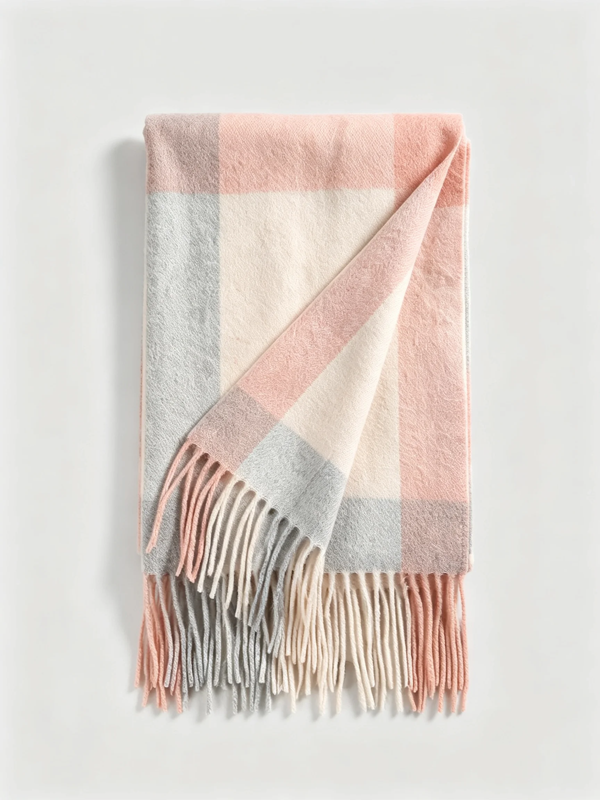 Wide Colour-Block Wool Scarf