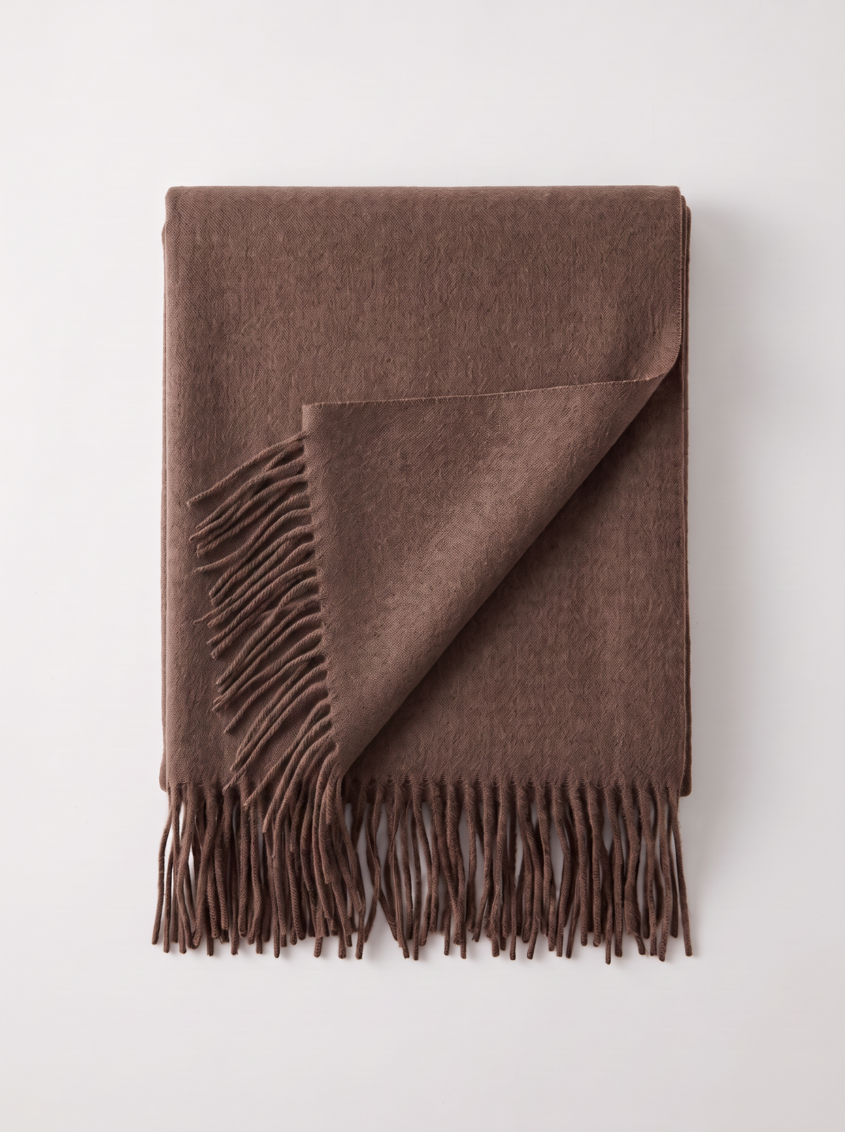 Wool-Blend Oversized Fringed Wrap — Brushed Winter Shawl