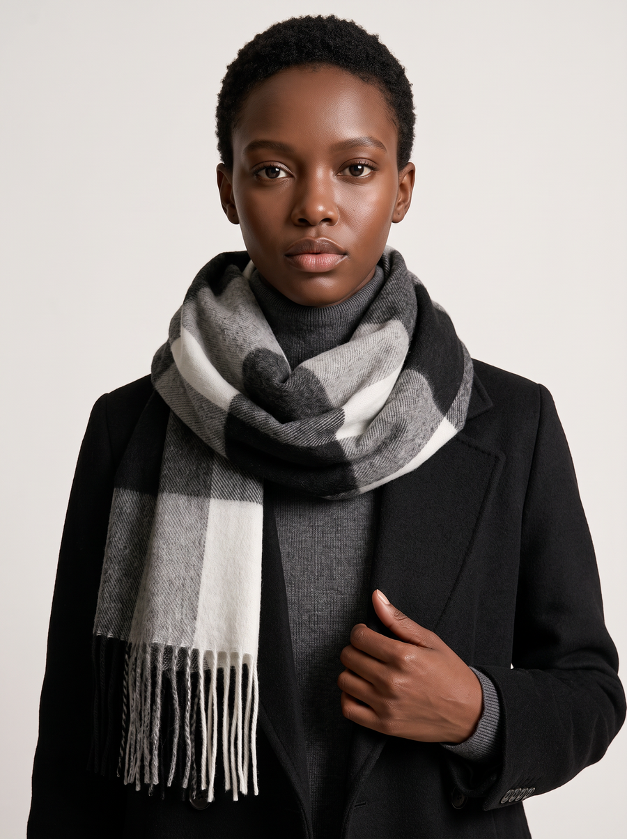 100% Wool Checkerboard Scarf