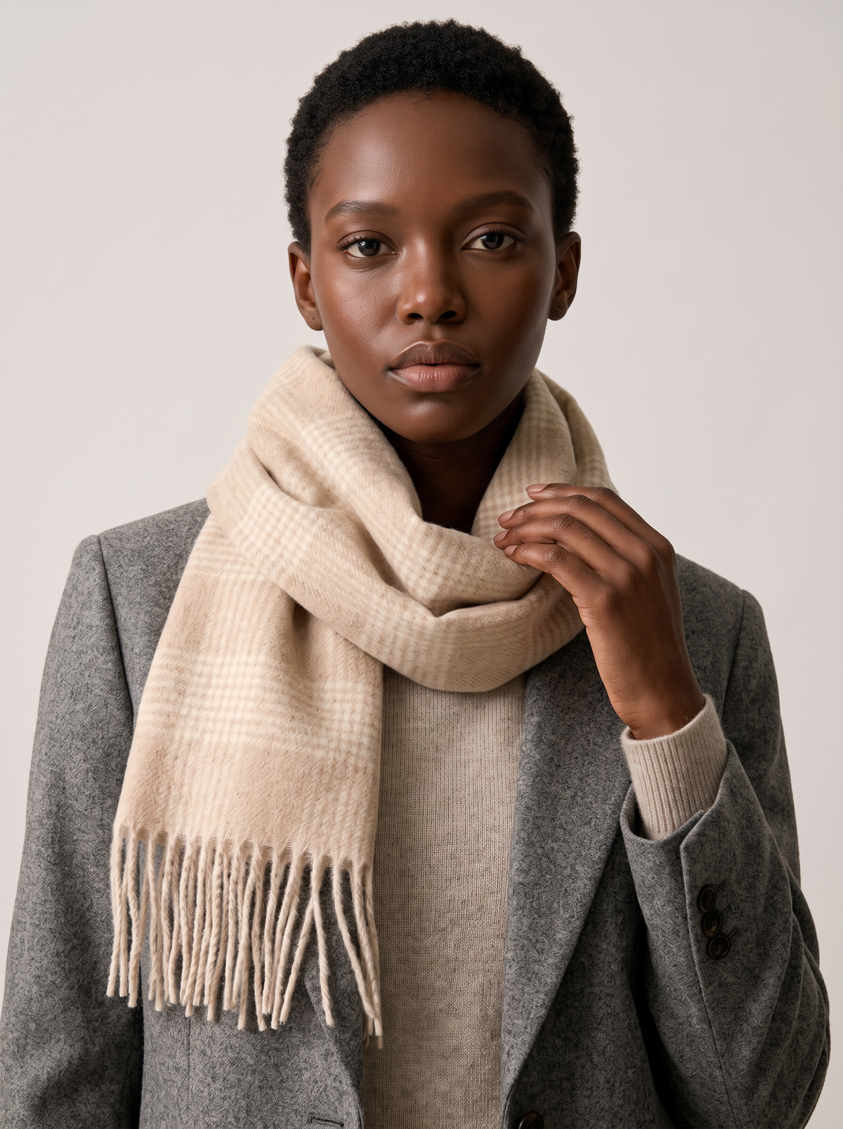 100% Wool Fine-Line Check Scarf
