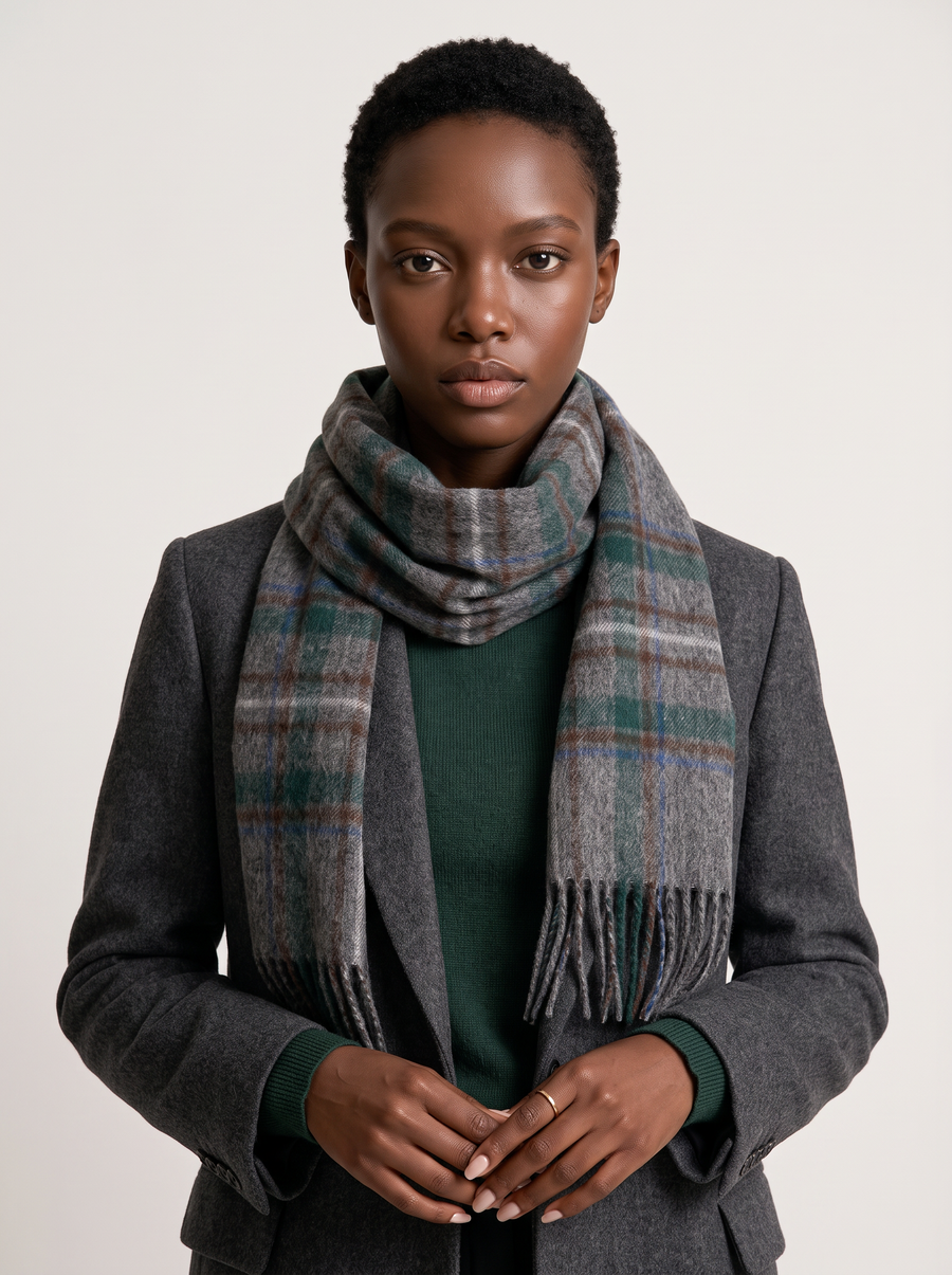 100% Wool Shadow Plaid Scarf