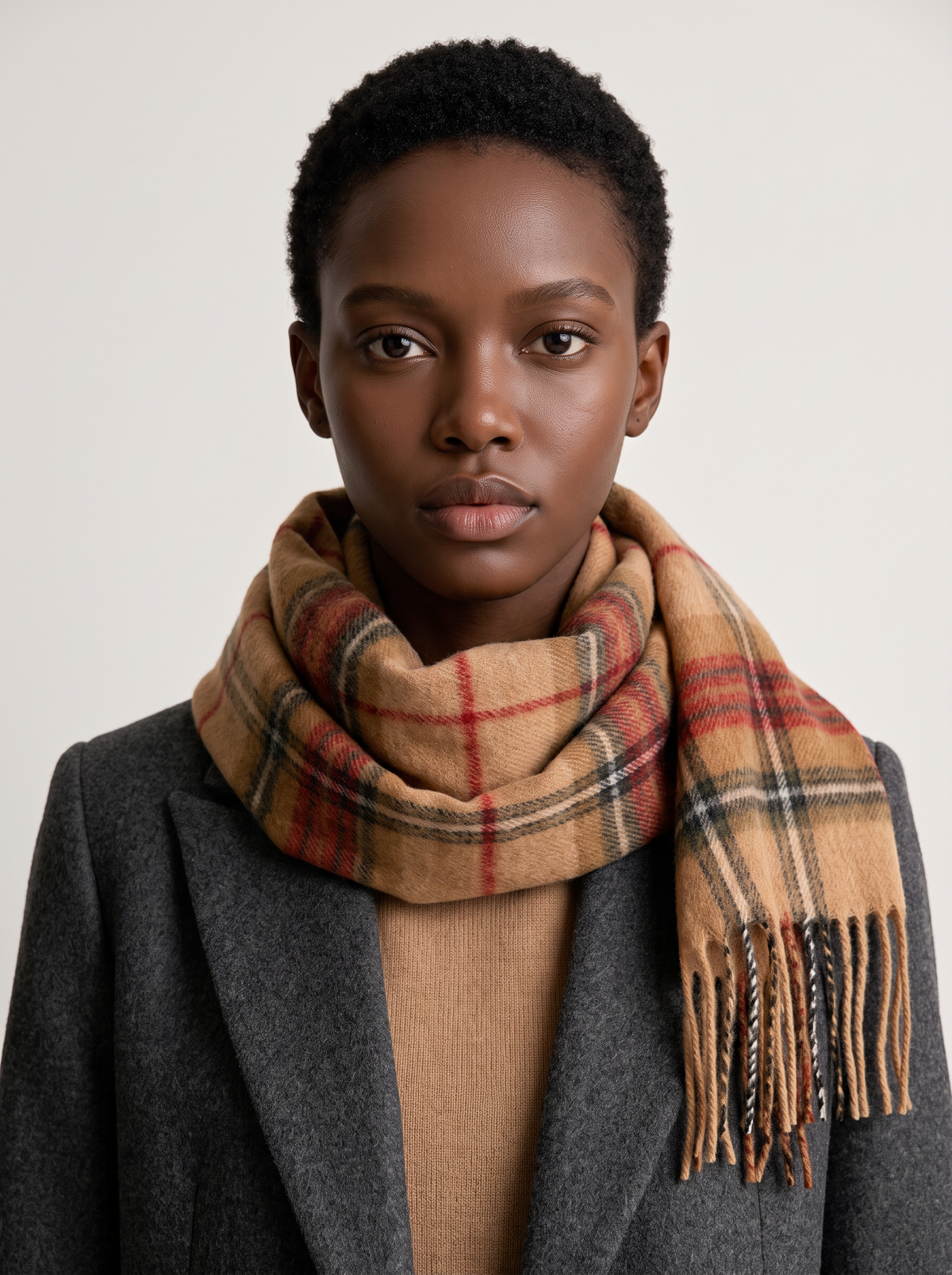 100% Wool Fine Check Scarf
