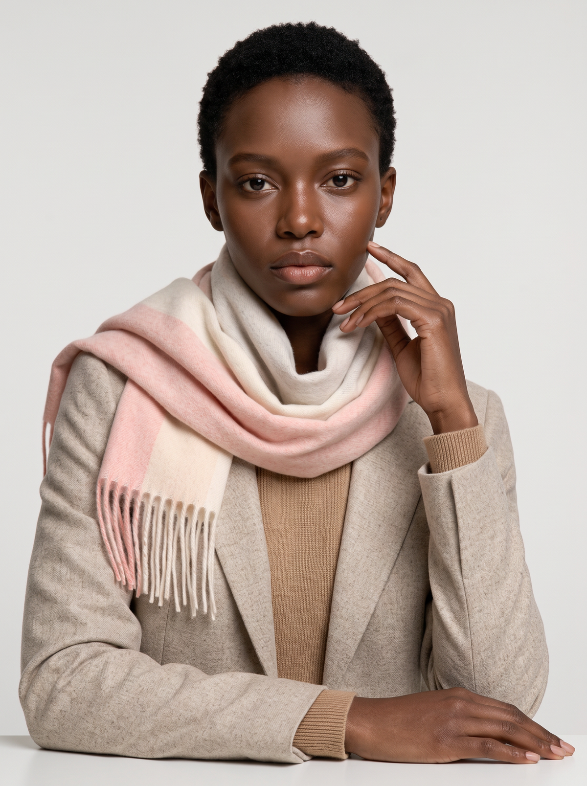 100% Wool Pastel Check Scarf