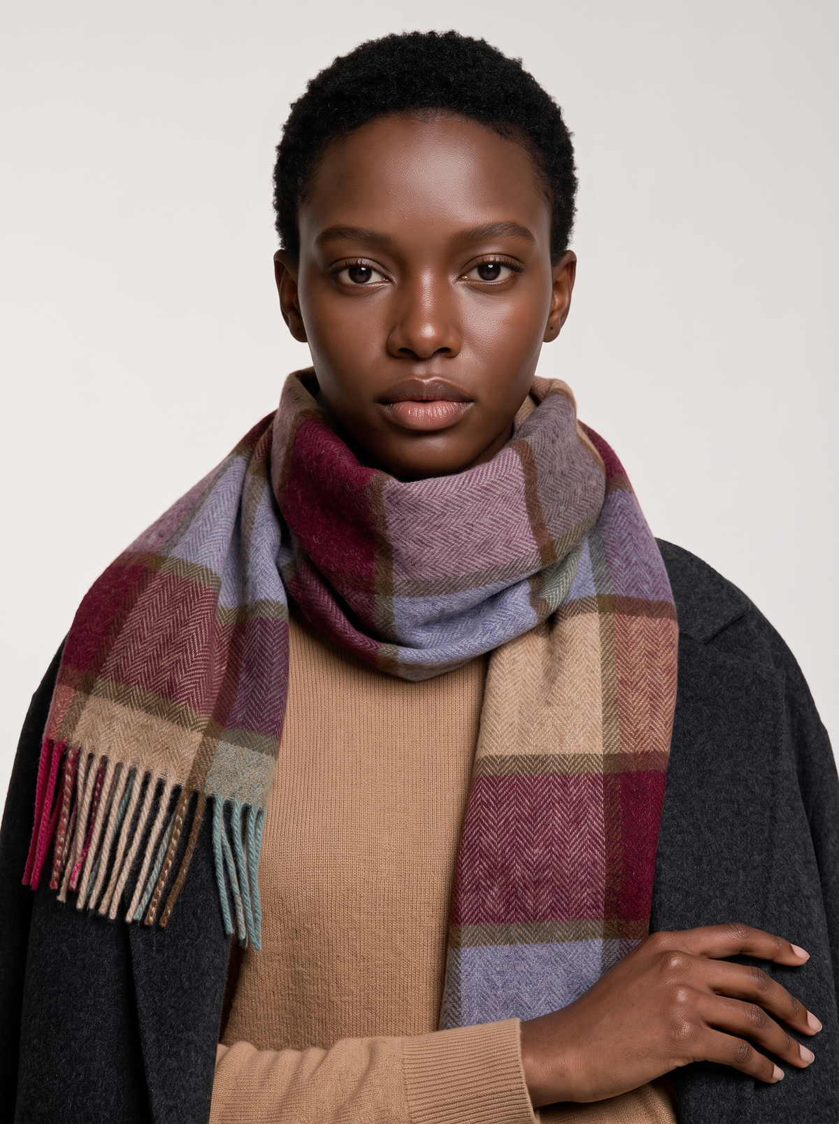 100% Wool Oversized Plaid Scarf