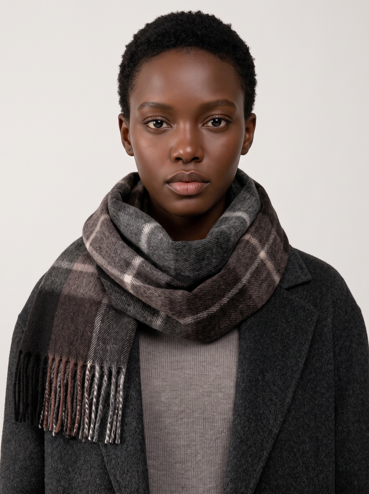 100% Wool Dark Colour-Block Scarf
