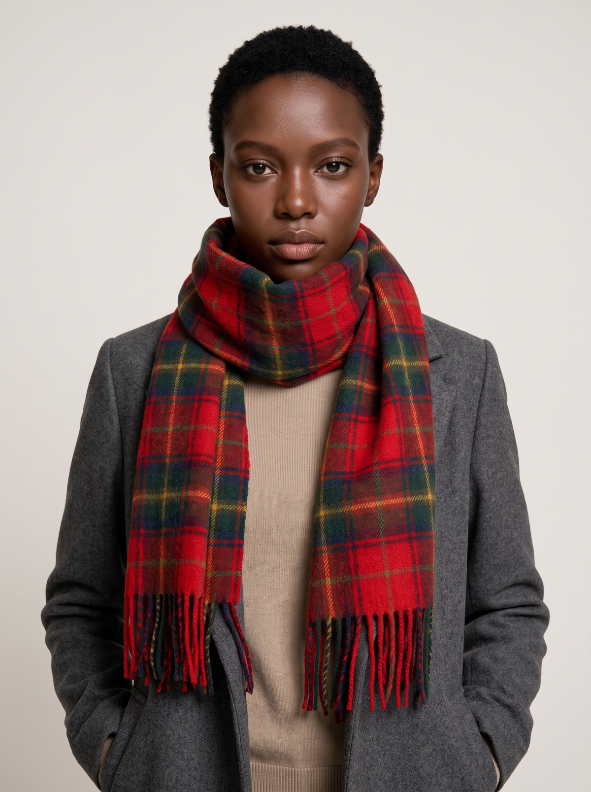 100% Wool Tartan Plaid Scarf | Double-Faced Winter Wrap