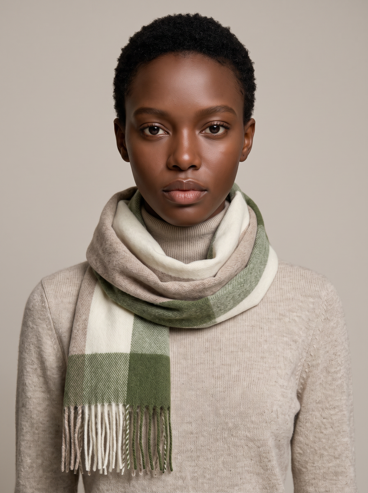 Wide Colour-Block Wool Scarf
