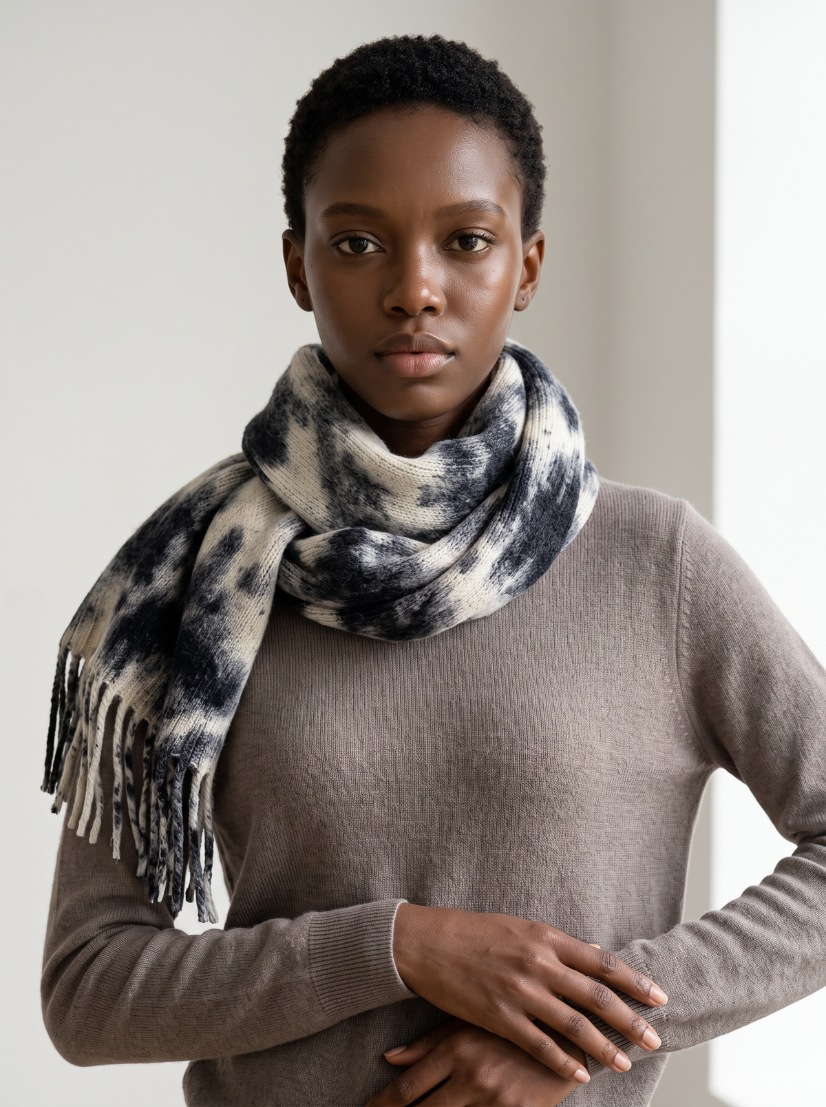 100% Wool Ink-Wash Effect Scarf