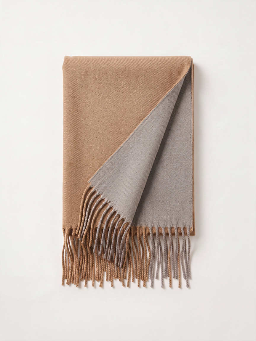 Double-Faced Solid Scarf | Cashmere-Feel Long Fringe Wrap