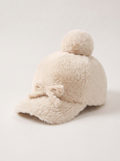 Faux Mink Bow Knit Cap
