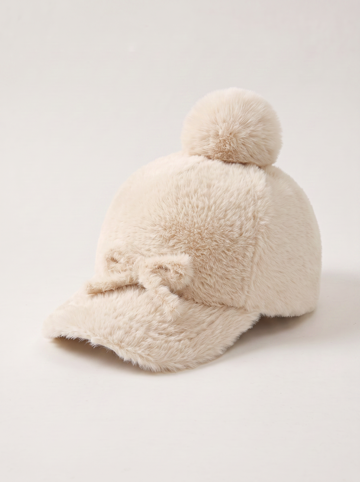 Faux Mink Bow Knit Cap