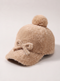 Faux Mink Bow Knit Cap