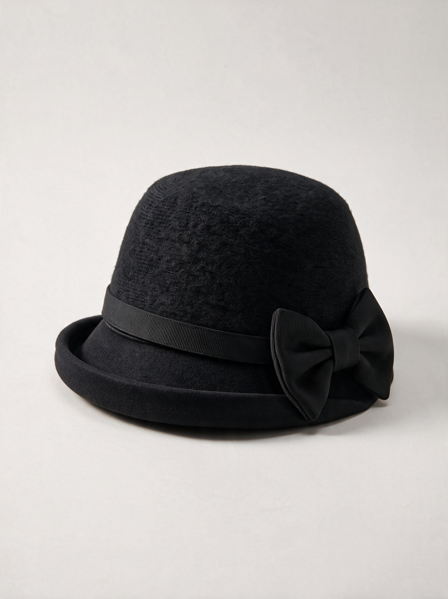 Wool-Blend Bow Bucket Hat