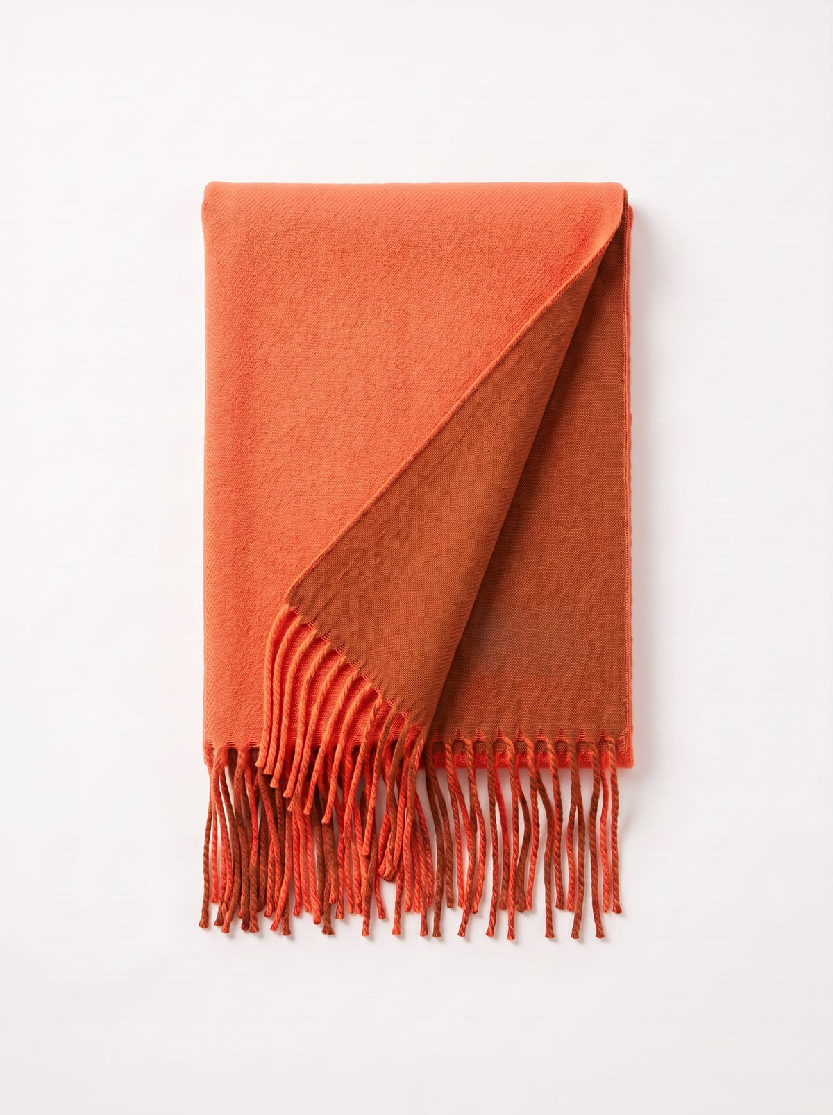 Double-Faced Solid Scarf | Cashmere-Feel Long Fringe Wrap