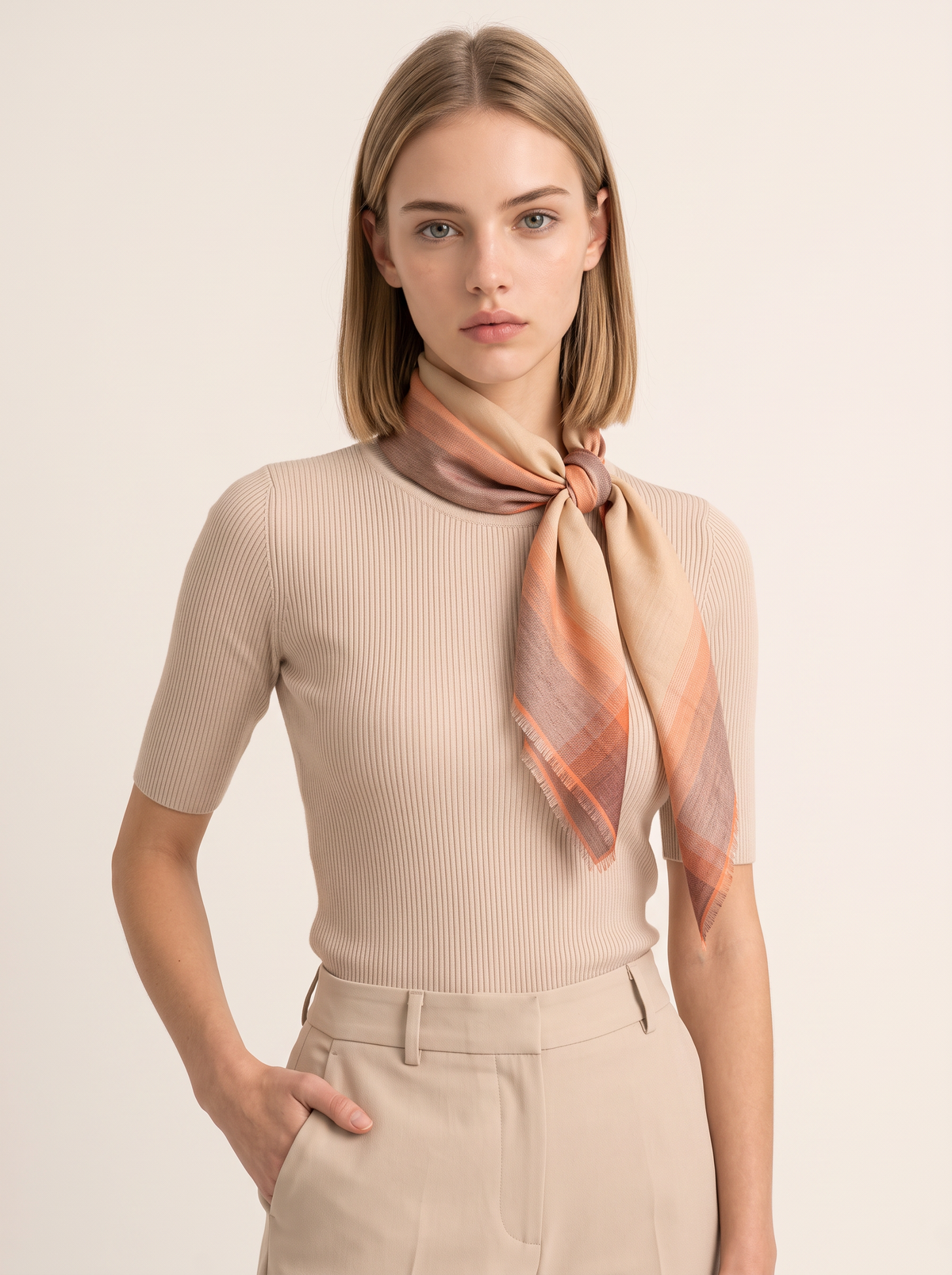 100% Cashmere Square Scarf | Yarn-Dyed Fine Check