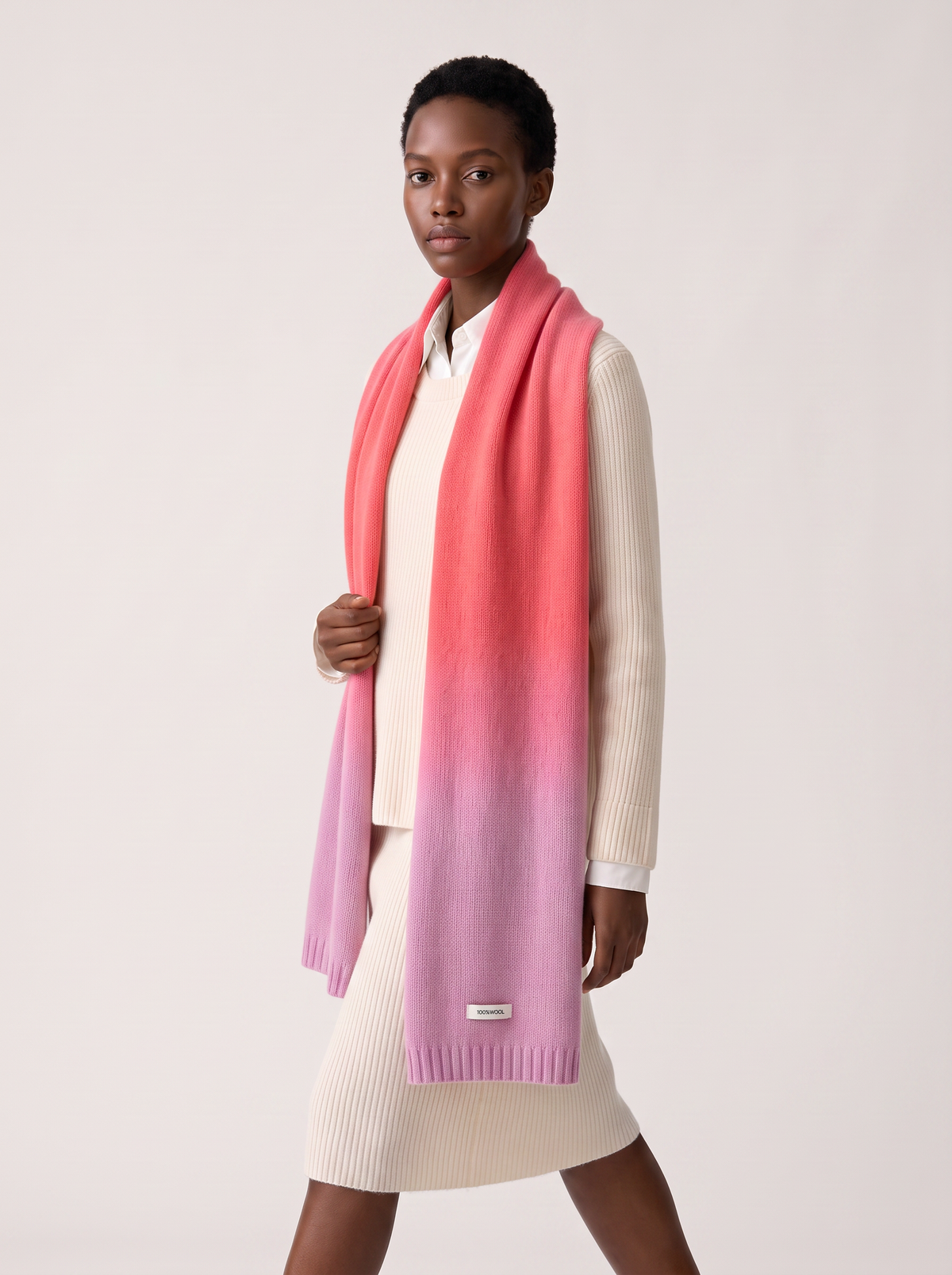 100% Wool Gradient Knit Scarf