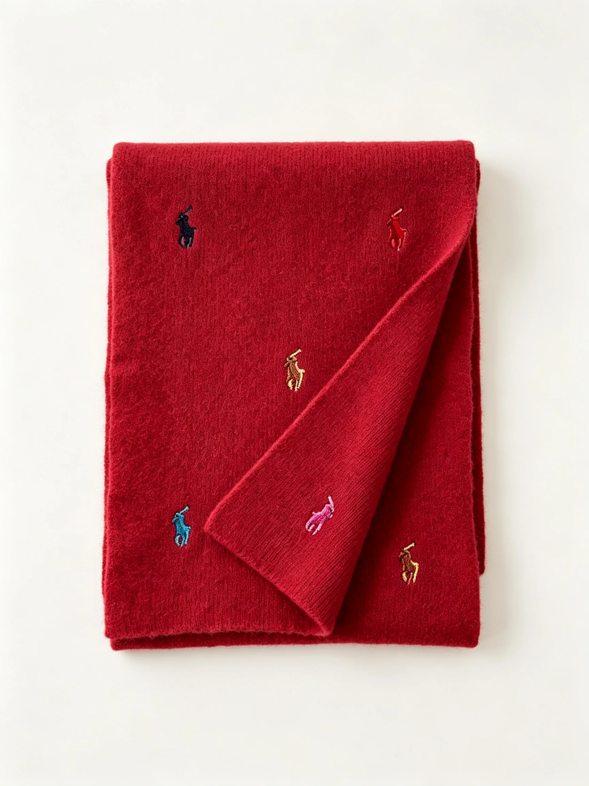 Embroidered Short Knit Scarf