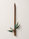 Wrapped-Silk Bamboo-Leaf Hairpin — Natural Bamboo Stick