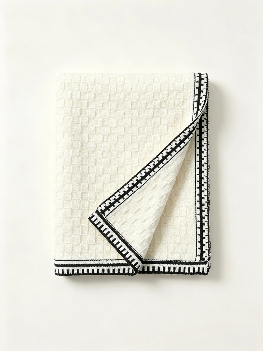 Geometric Border Knit Scarf