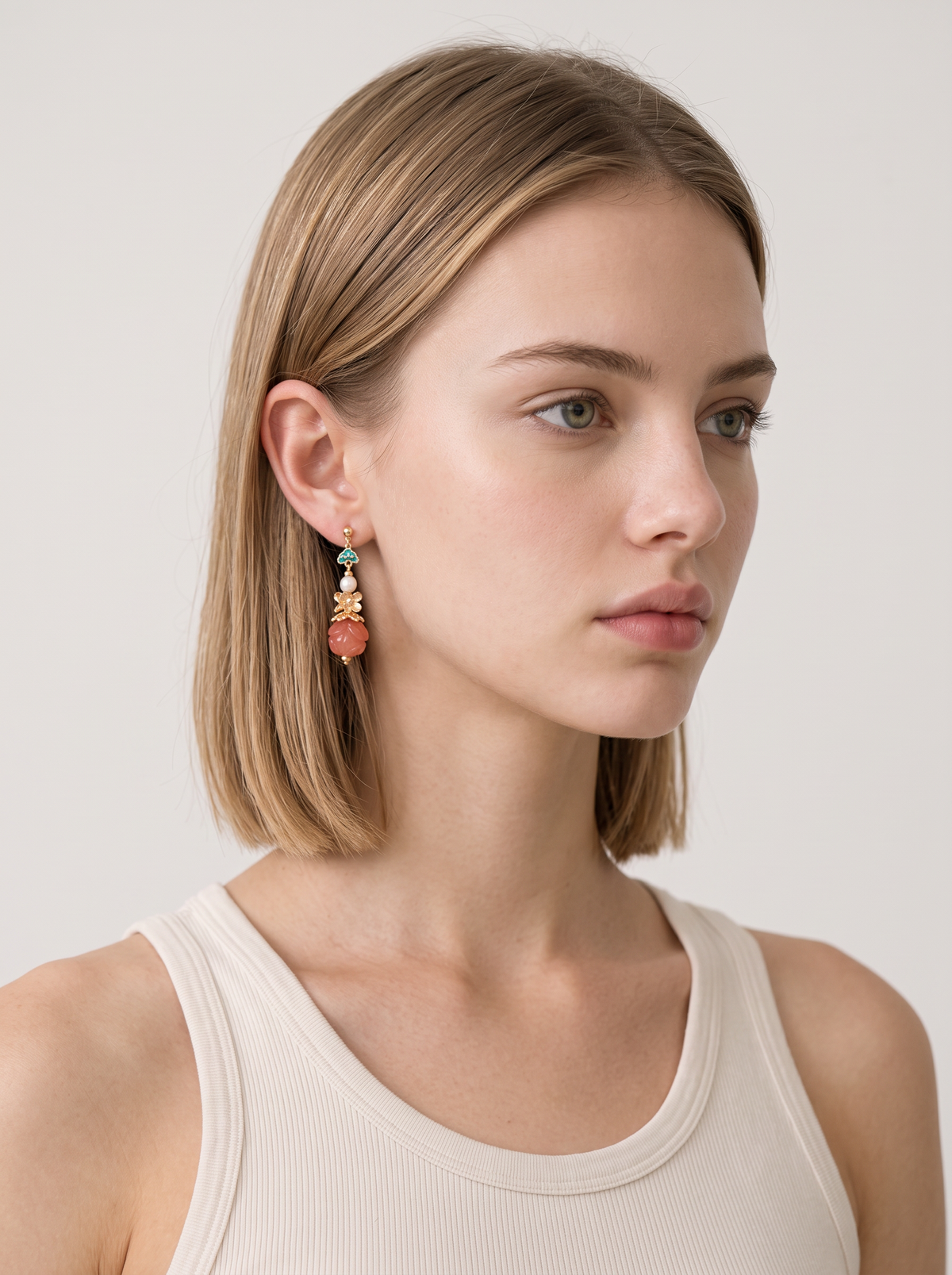 Rose Pink Gemstone Drop Earrings