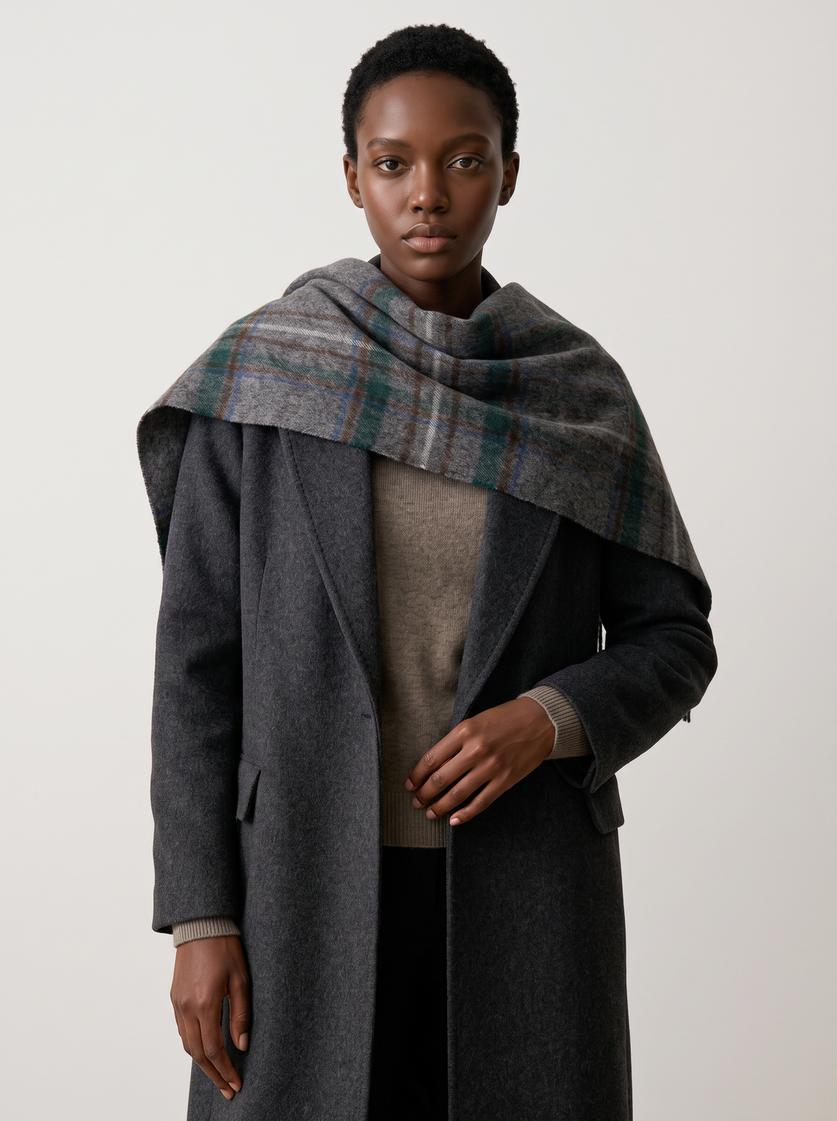 100% Wool Shadow Plaid Scarf