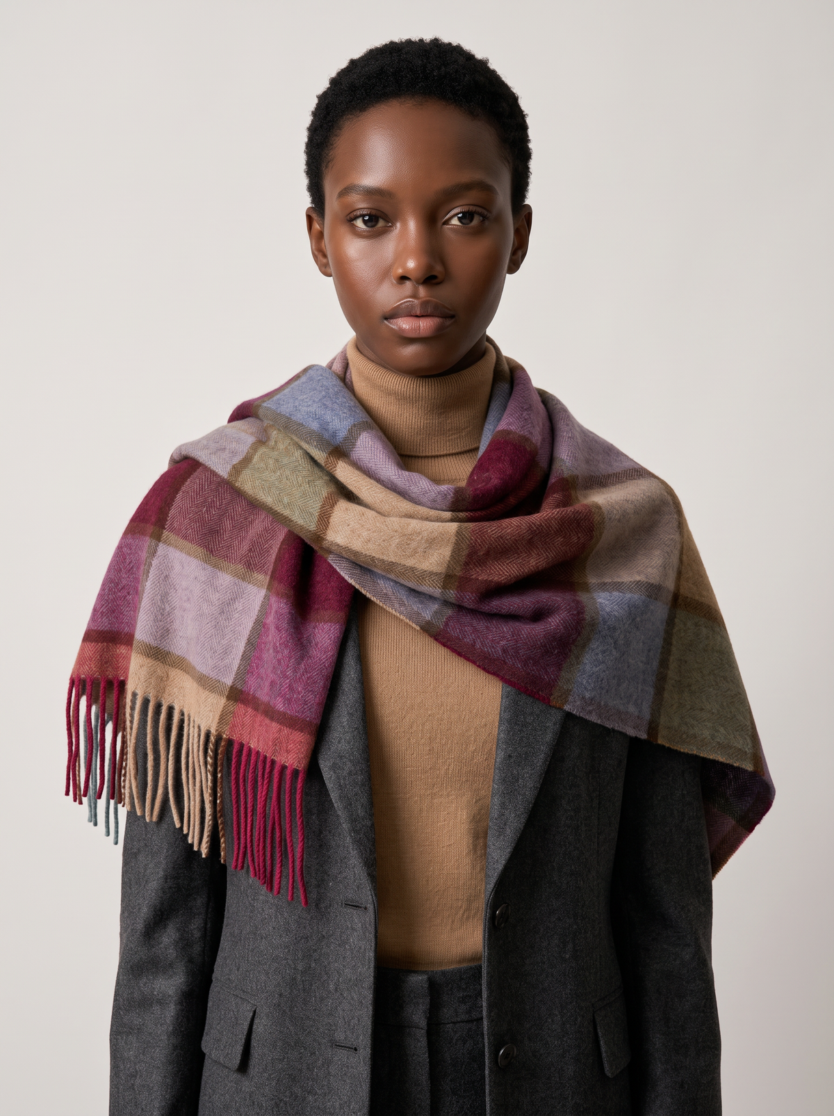 100% Wool Oversized Plaid Scarf