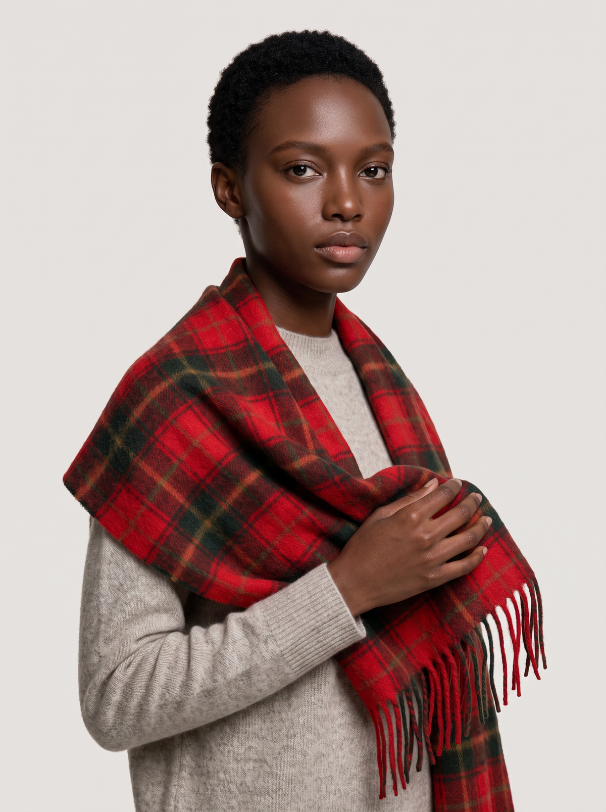 100% Wool Tartan Plaid Scarf | Double-Faced Winter Wrap