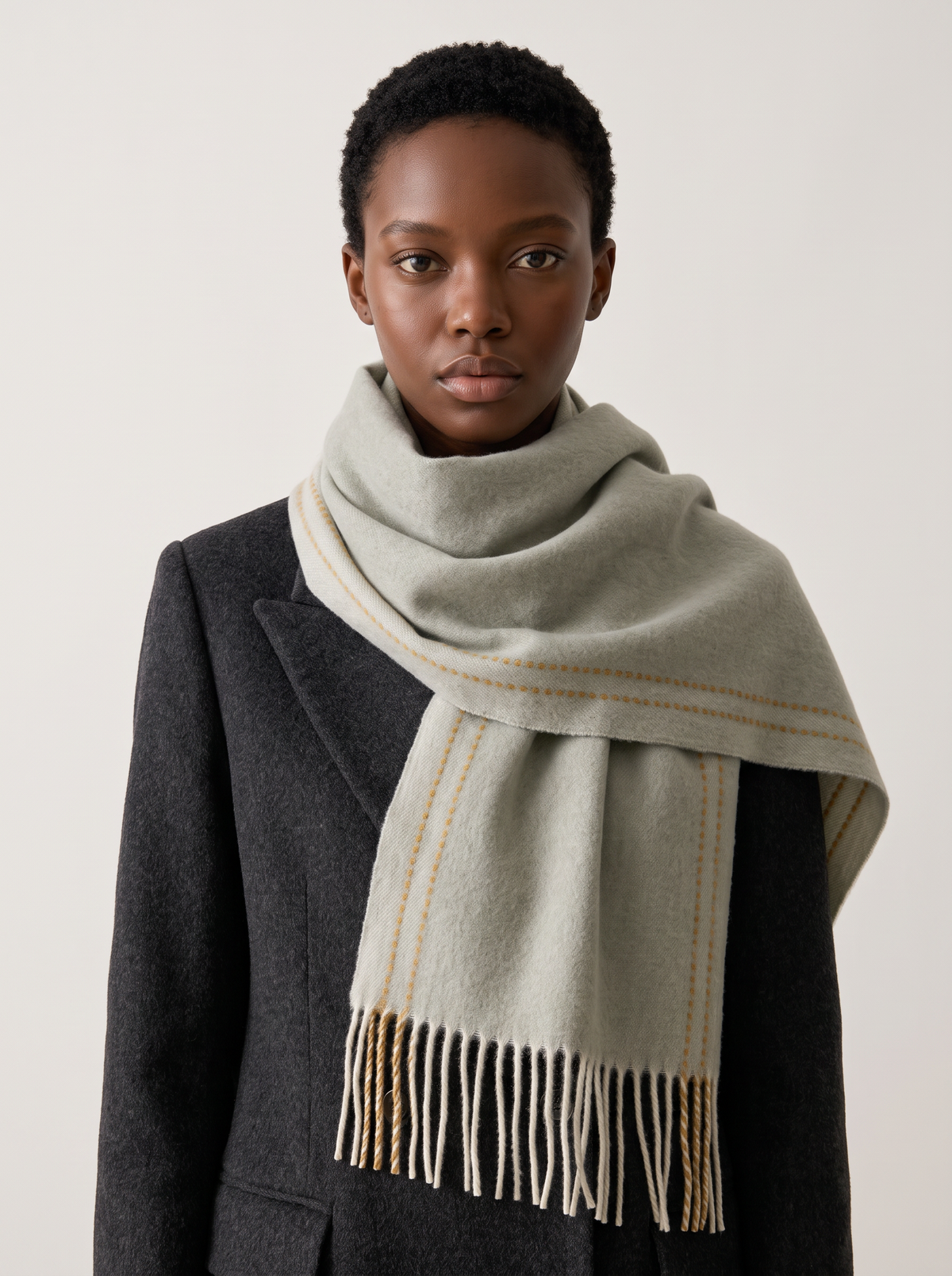 100% Wool Minimalist Border Scarf