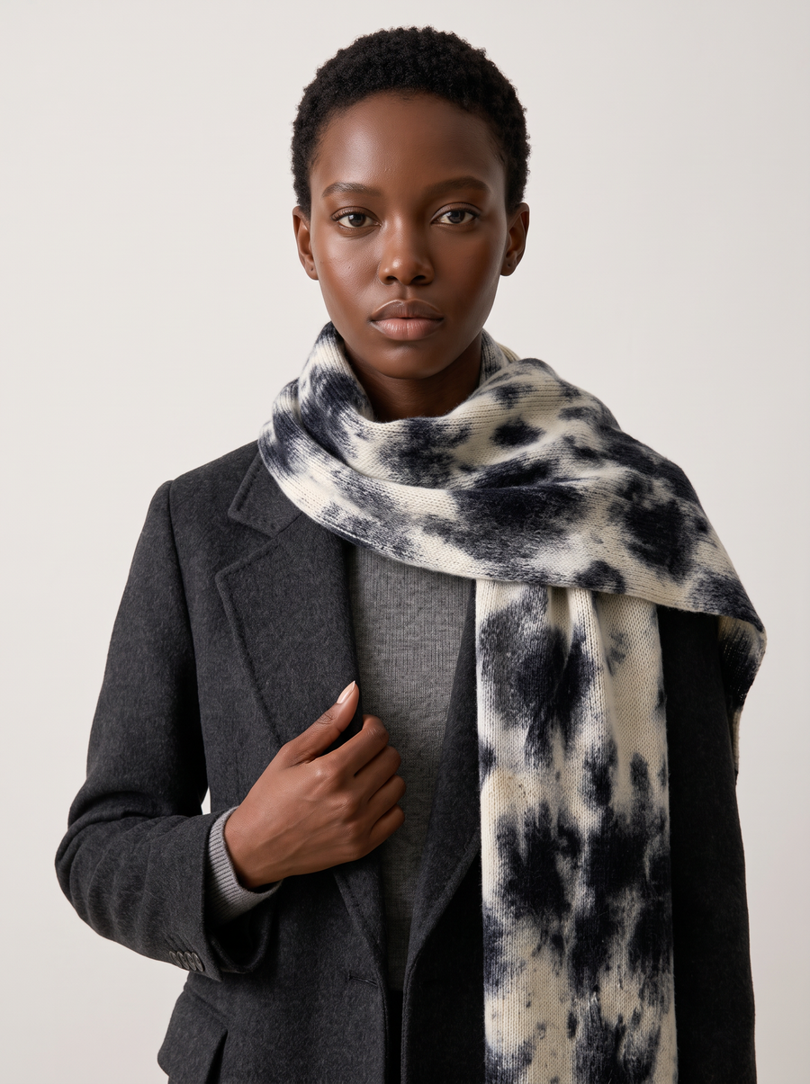 100% Wool Ink-Wash Effect Scarf