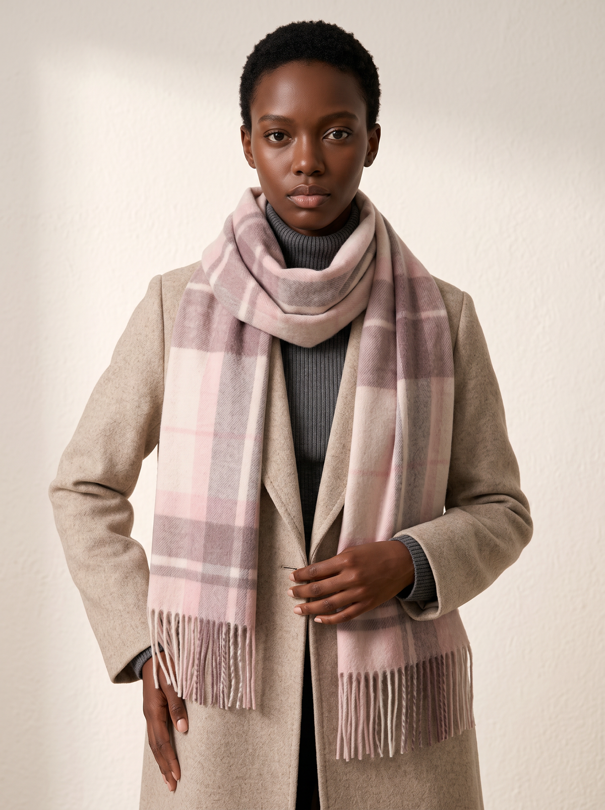 100% Wool Soft Check Scarf