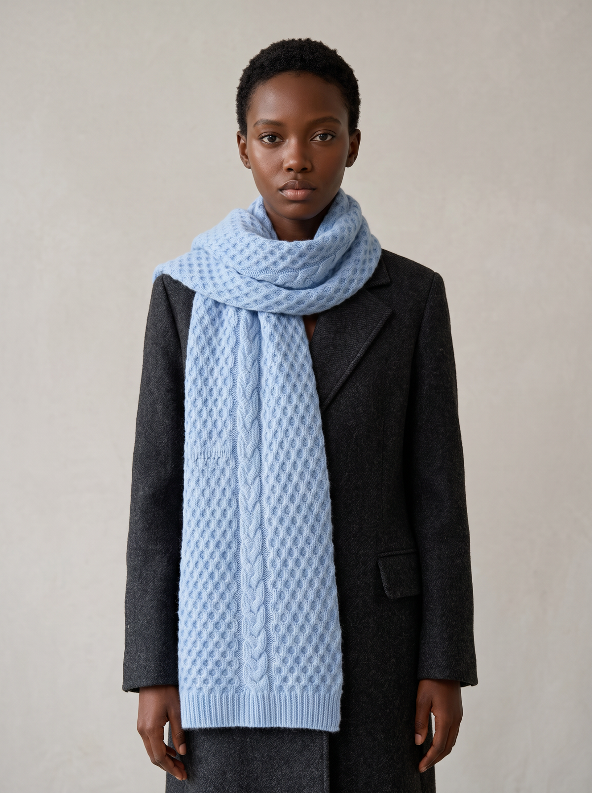 Textured Honeycomb Knit Scarf