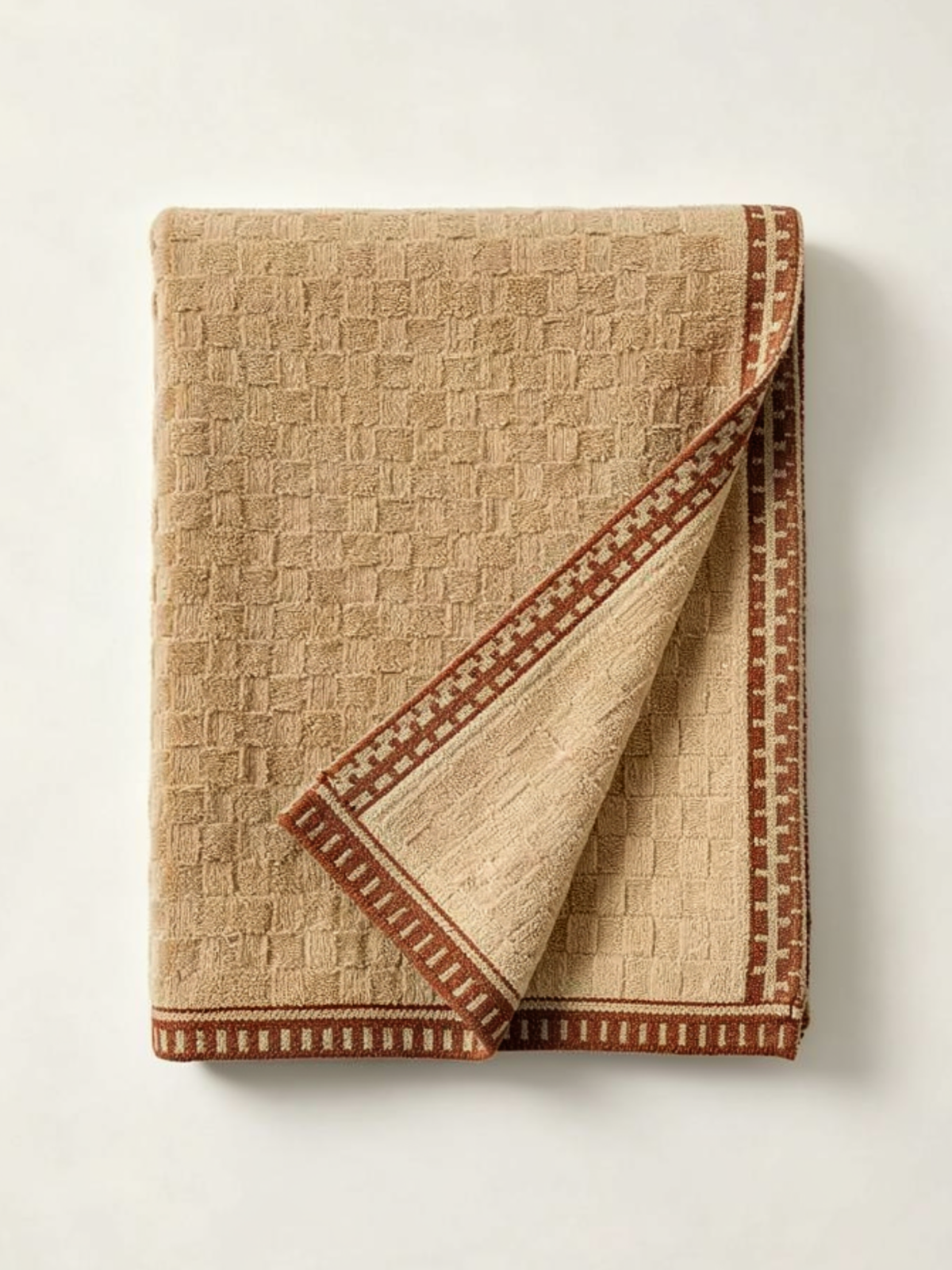 Geometric Border Knit Scarf