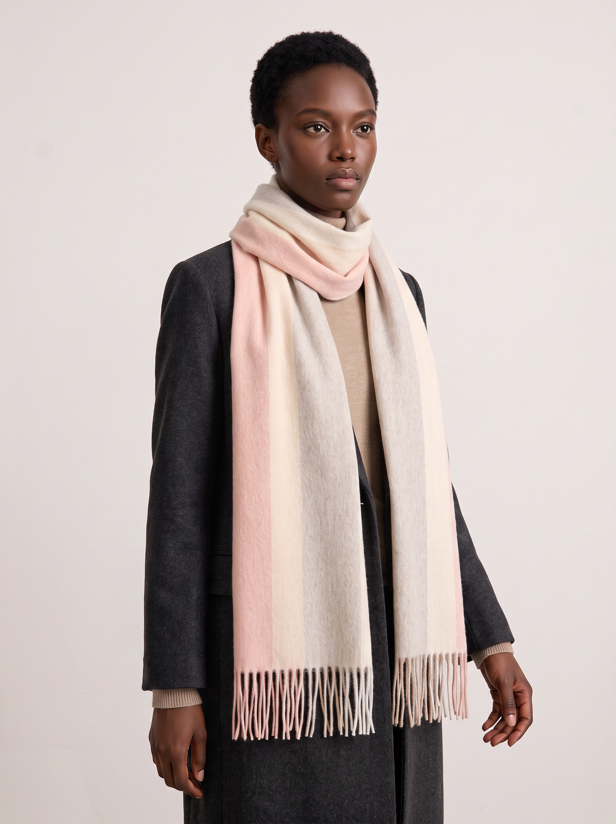 100% Wool Pastel Check Scarf