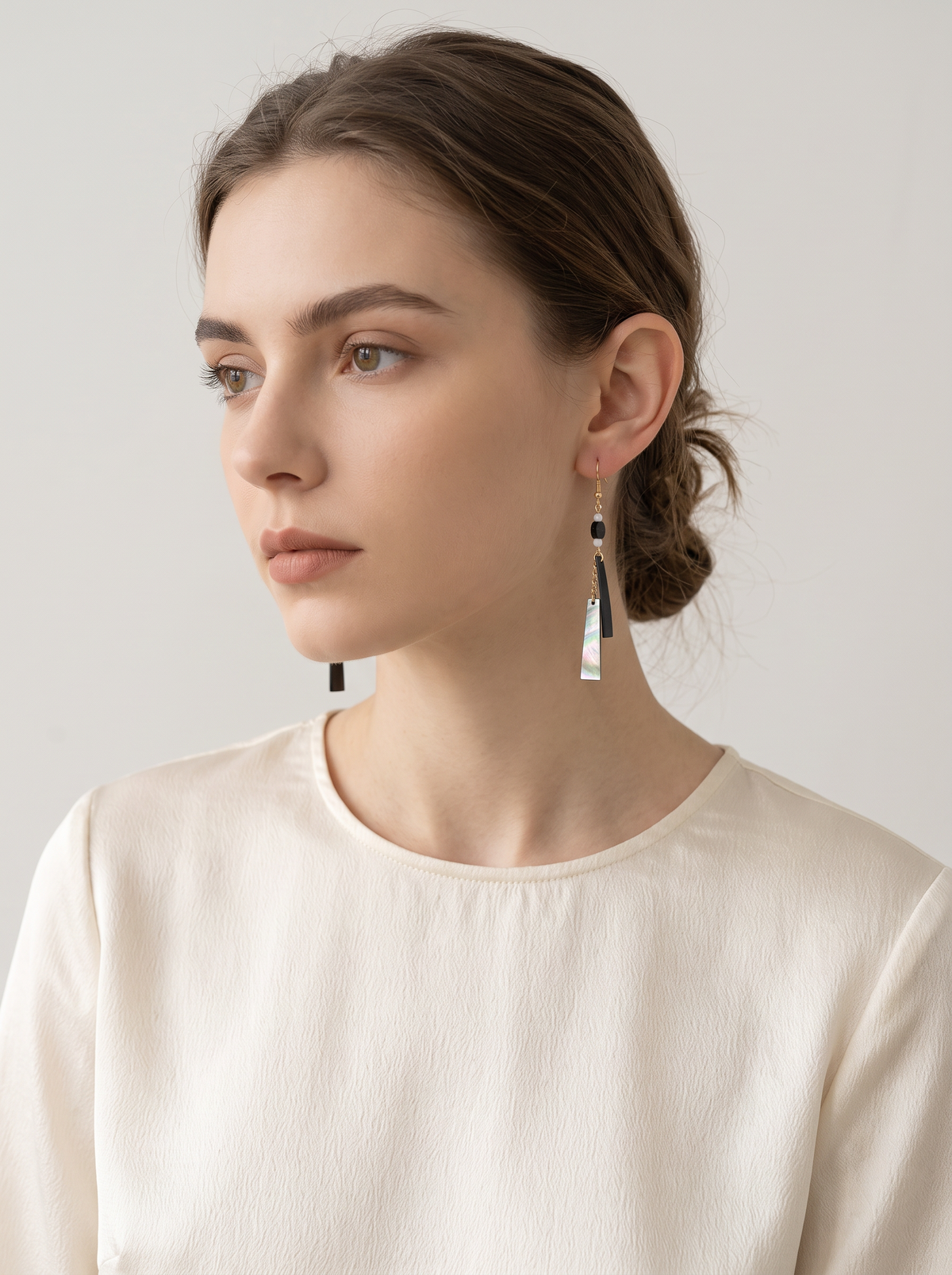 Black Butterfly Shell Drop Earrings — Iridescent Natural Shell