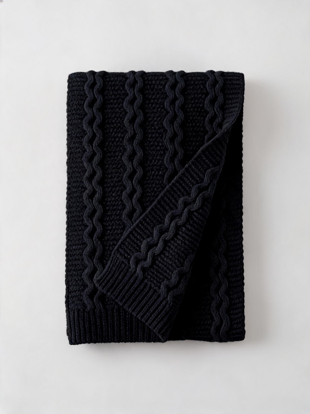 100% Wool Textured Knit Scarf