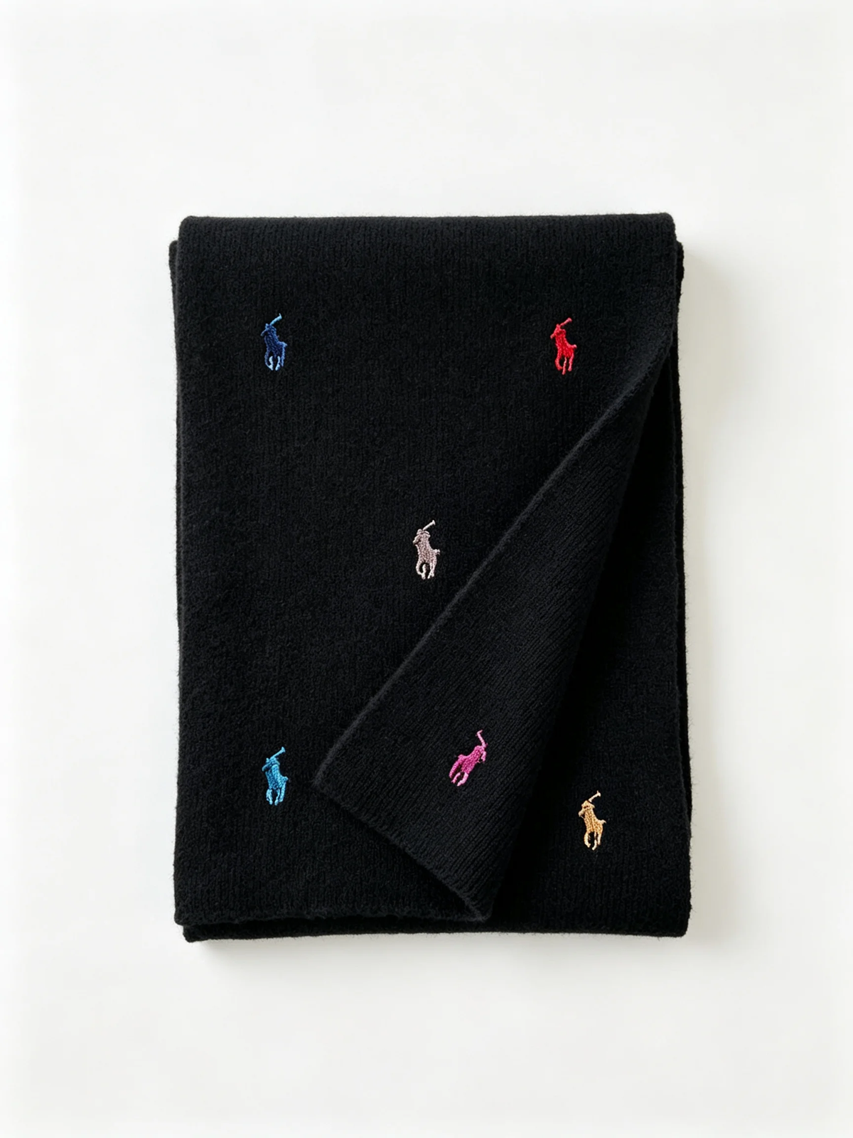 Embroidered Short Knit Scarf