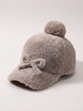 Faux Mink Bow Knit Cap