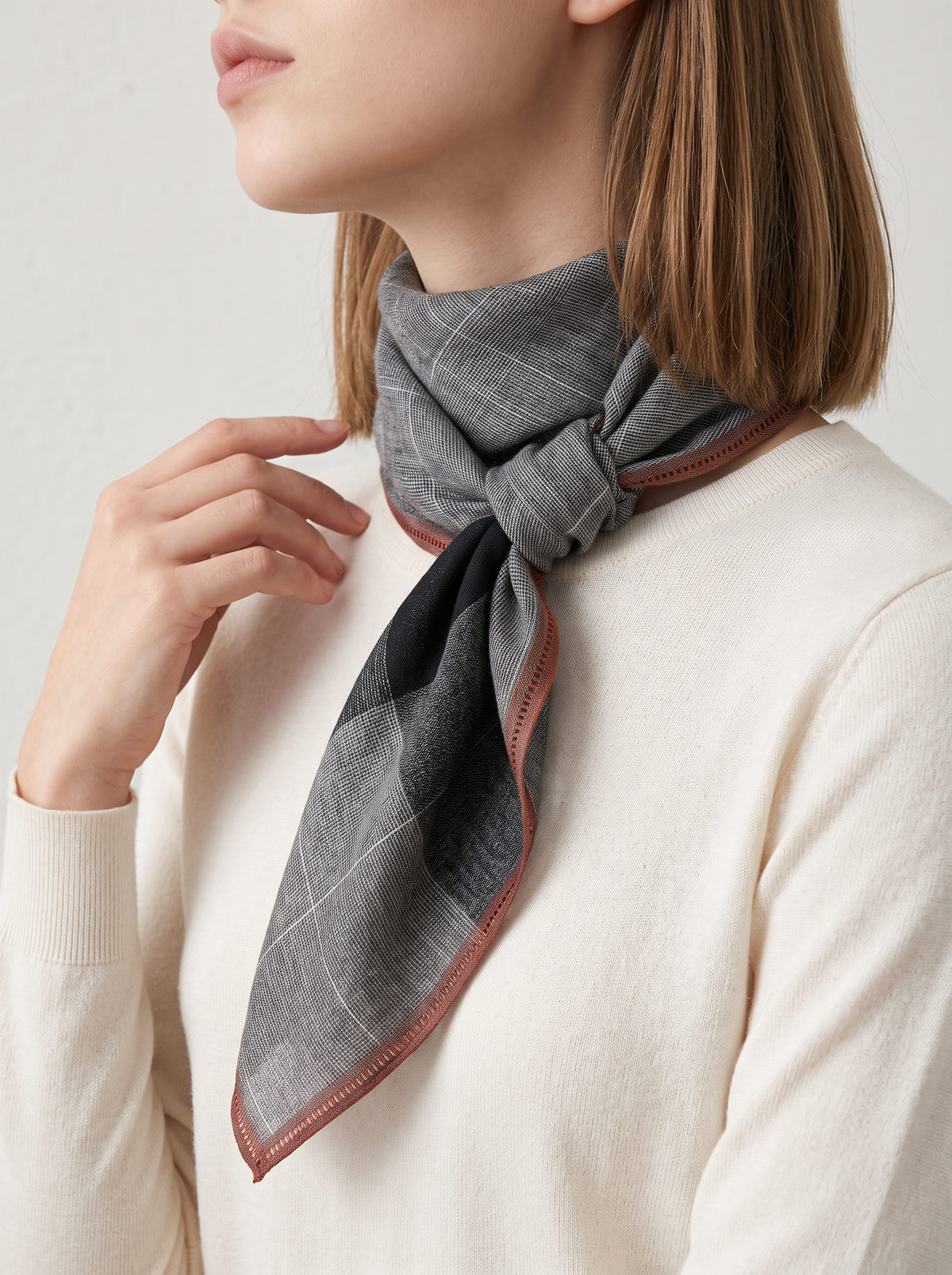 100% Cashmere Square Scarf | Colour-Block Panel Design