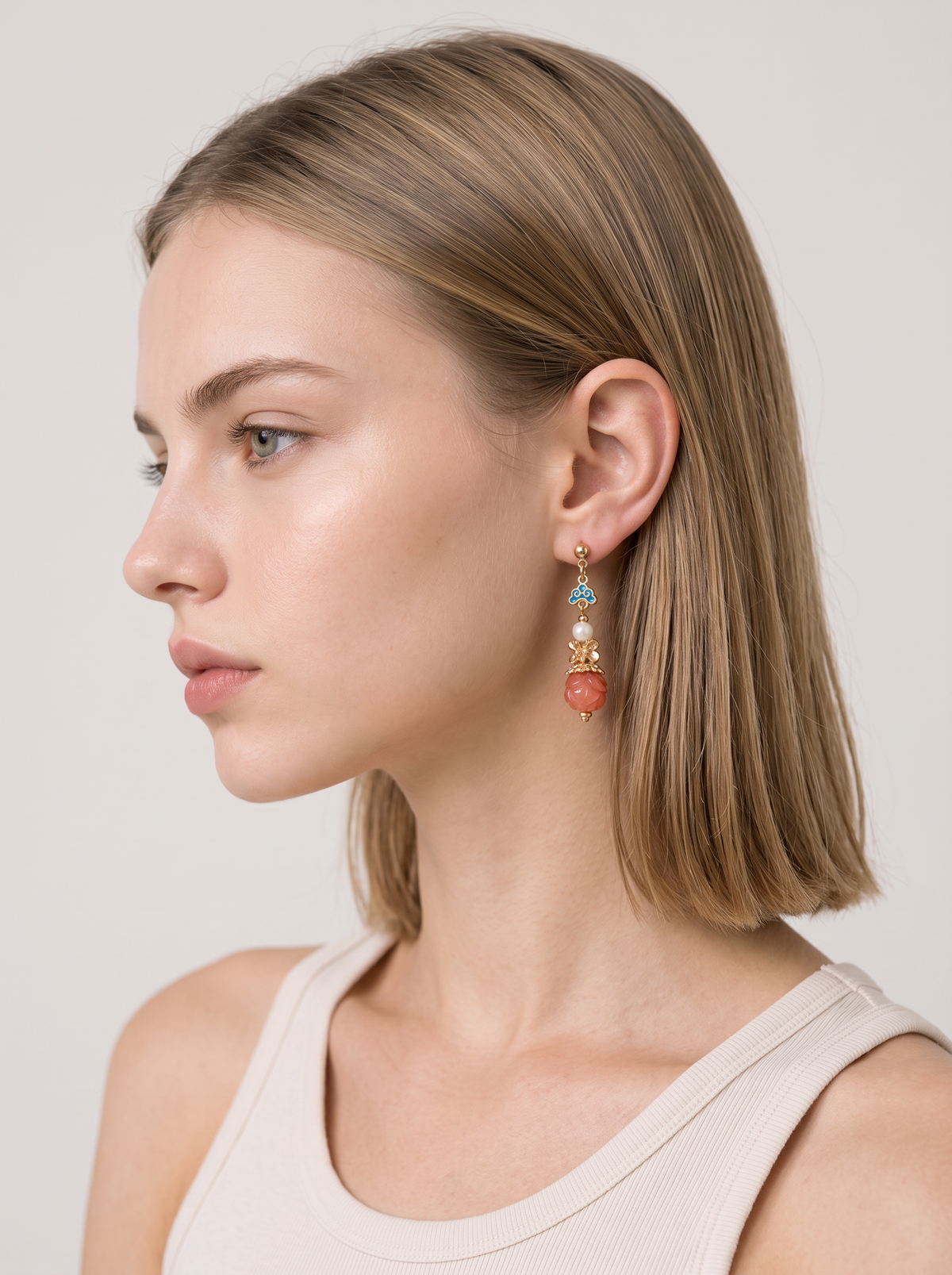 Rose Pink Gemstone Drop Earrings