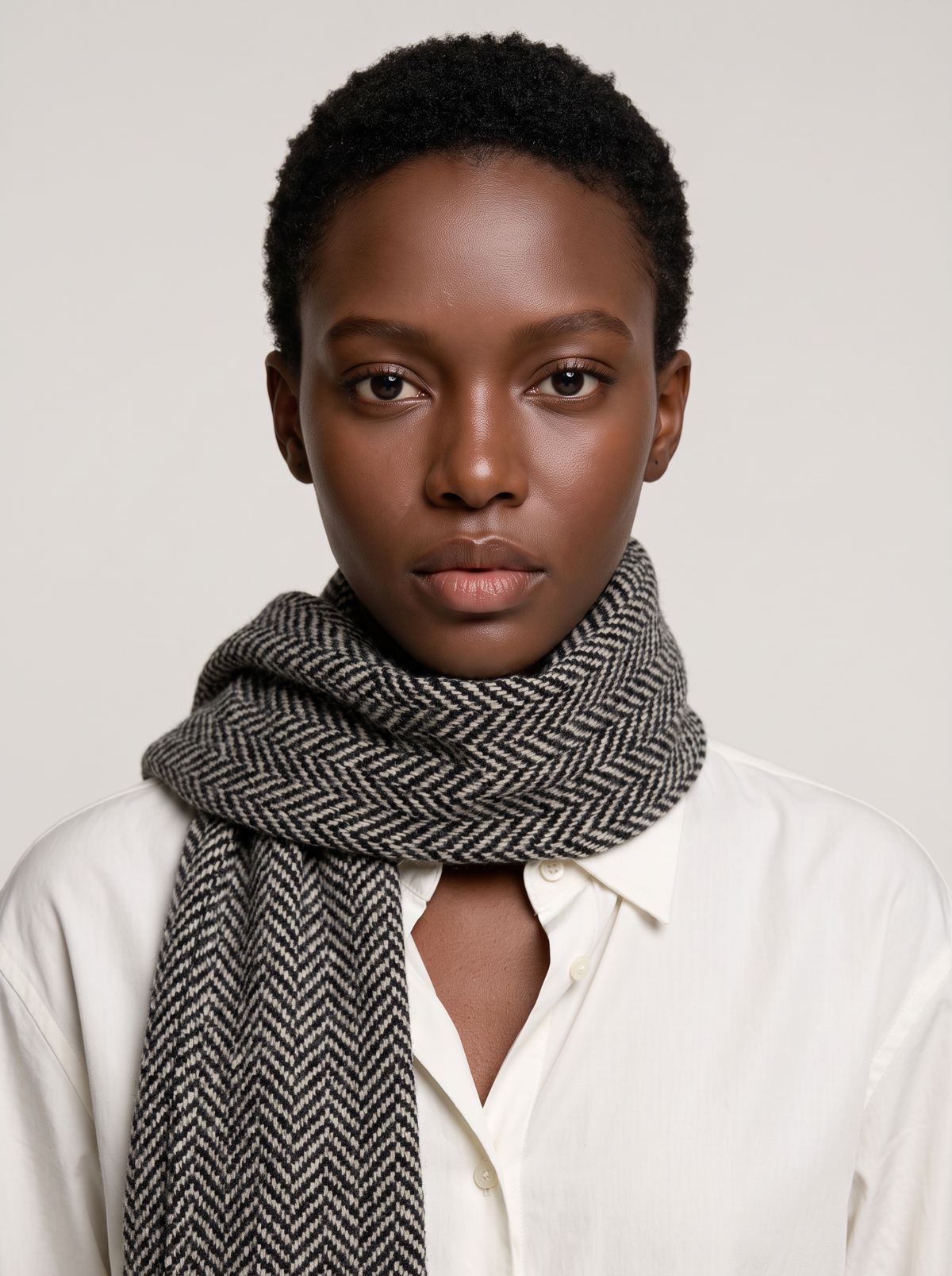 Herringbone Jacquard Wool-Blend Scarf | Extra-Long Wrap