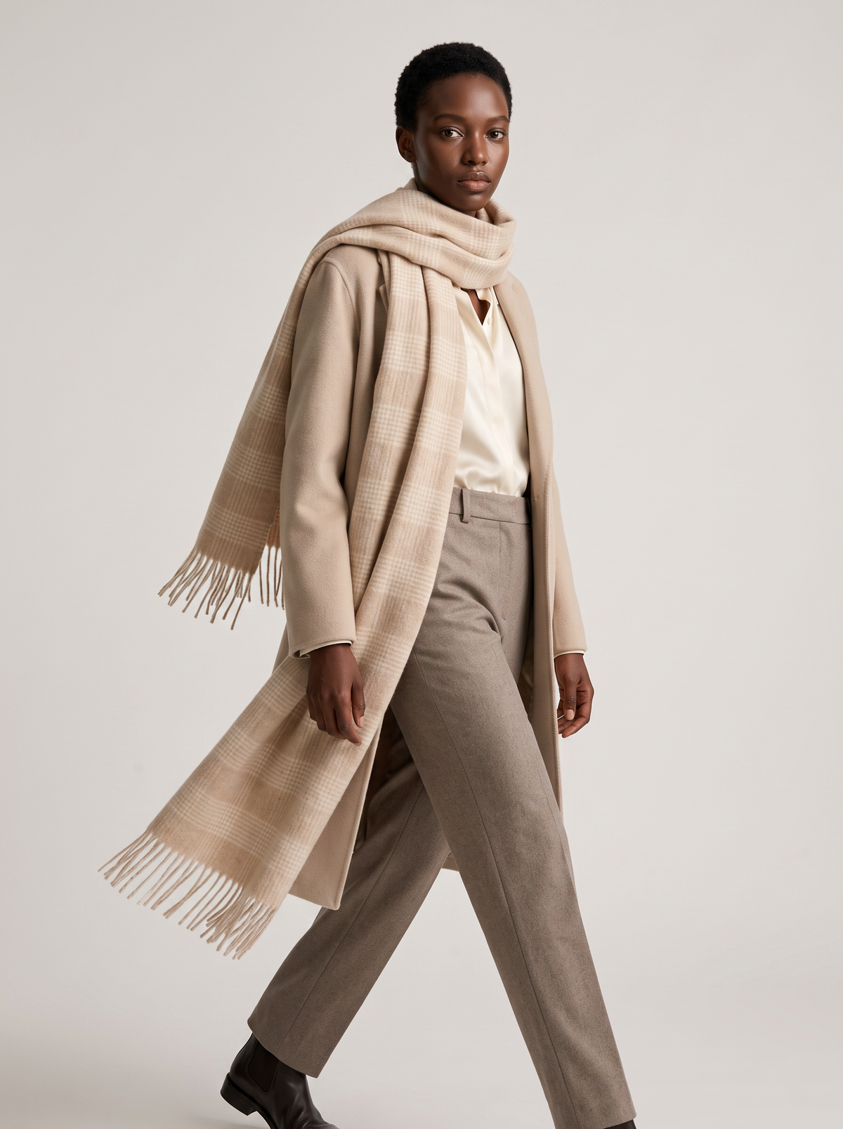 100% Wool Fine-Line Check Scarf