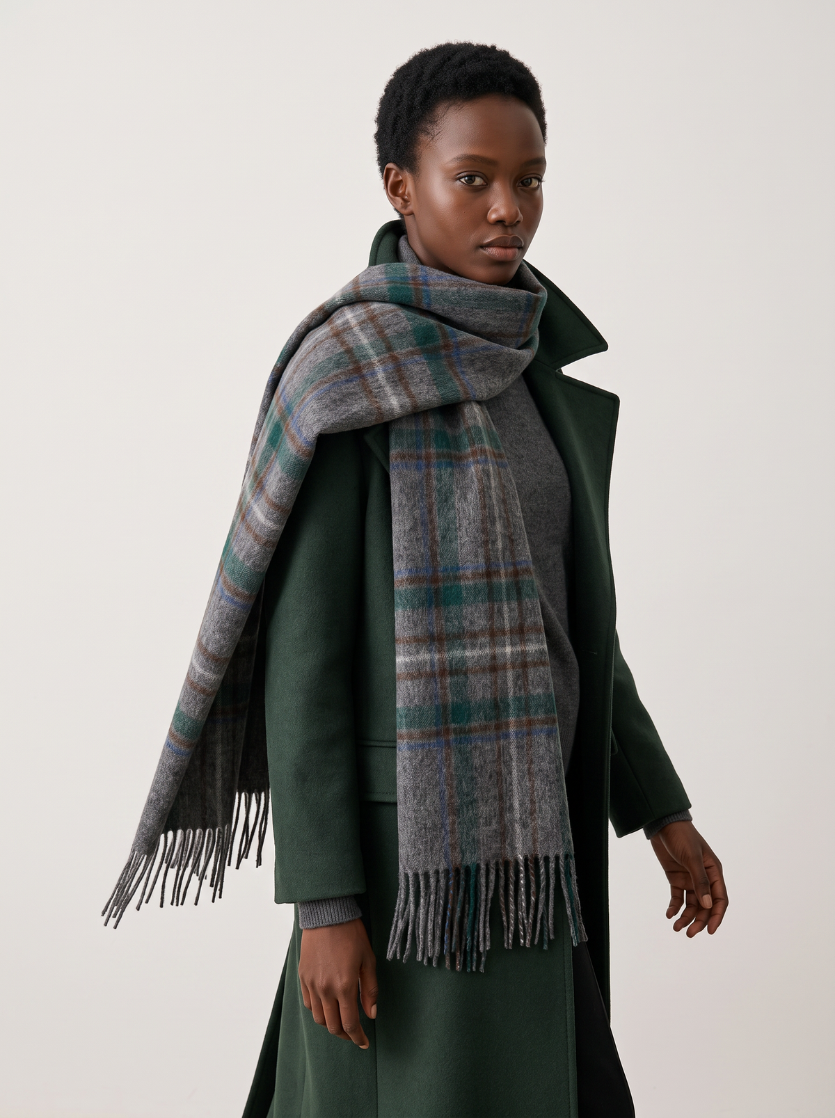 100% Wool Shadow Plaid Scarf