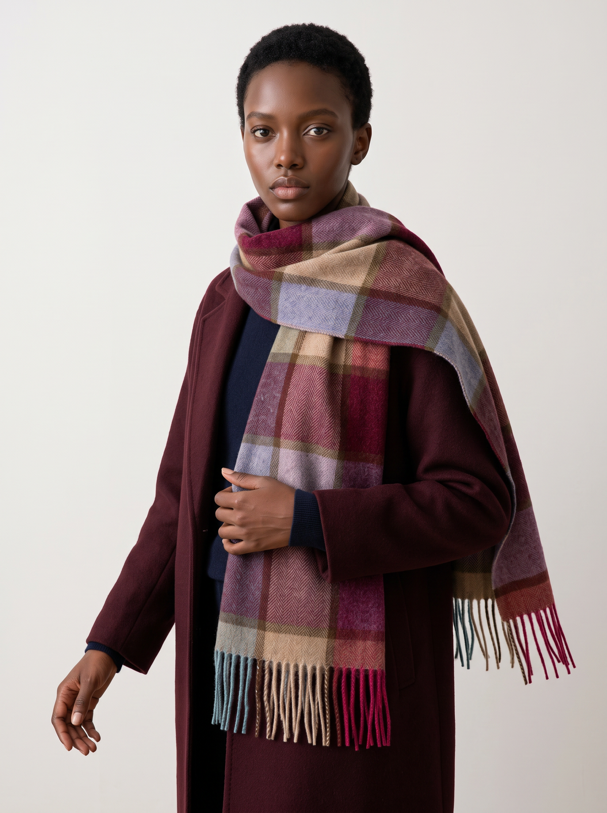 100% Wool Oversized Plaid Scarf