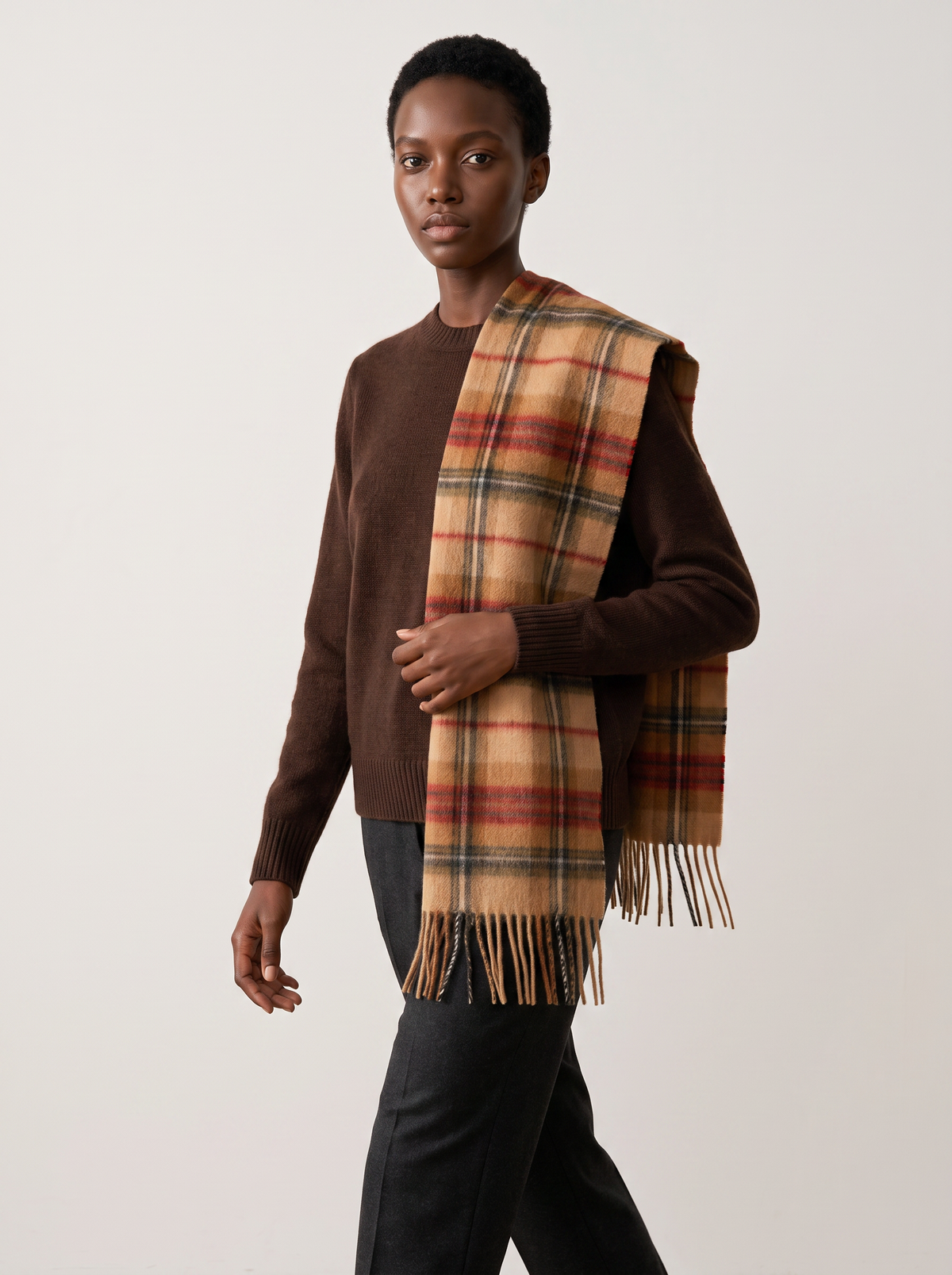 100% Wool Fine Check Scarf